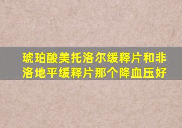 琥珀酸美托洛尔缓释片和非洛地平缓释片那个降血压好