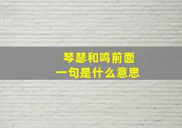 琴瑟和鸣前面一句是什么意思