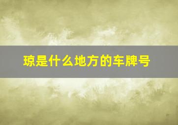 琼是什么地方的车牌号