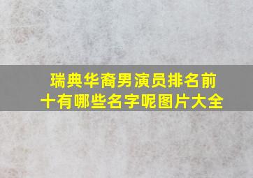 瑞典华裔男演员排名前十有哪些名字呢图片大全