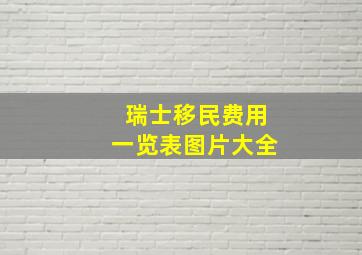 瑞士移民费用一览表图片大全