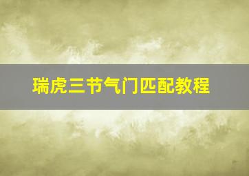 瑞虎三节气门匹配教程