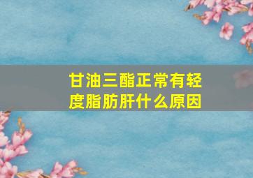 甘油三酯正常有轻度脂肪肝什么原因