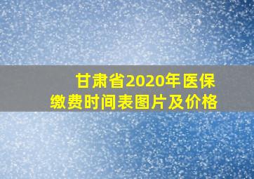 甘肃省2020年医保缴费时间表图片及价格