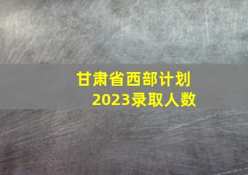 甘肃省西部计划2023录取人数