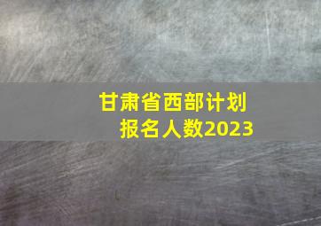 甘肃省西部计划报名人数2023