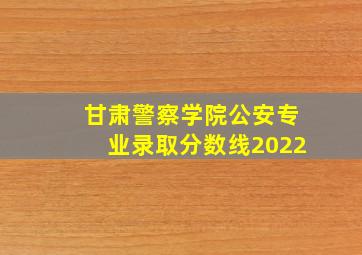 甘肃警察学院公安专业录取分数线2022