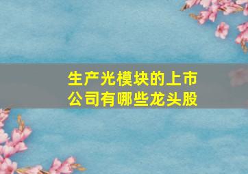 生产光模块的上市公司有哪些龙头股