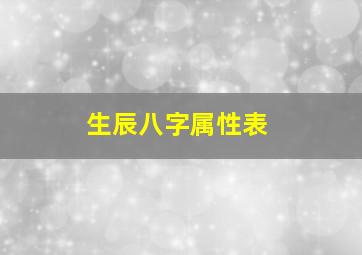 生辰八字属性表