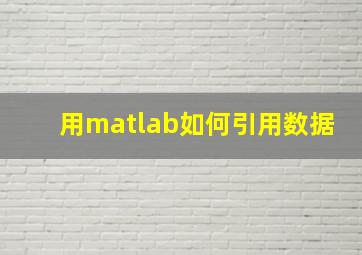 用matlab如何引用数据