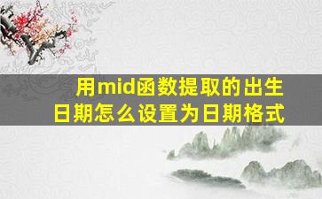 用mid函数提取的出生日期怎么设置为日期格式