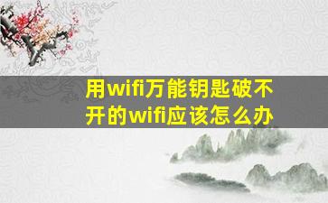 用wifi万能钥匙破不开的wifi应该怎么办