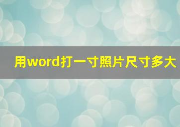 用word打一寸照片尺寸多大