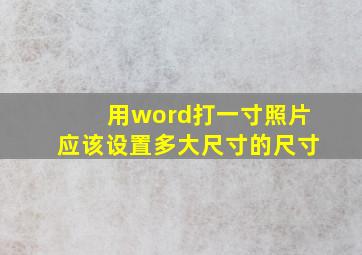 用word打一寸照片应该设置多大尺寸的尺寸