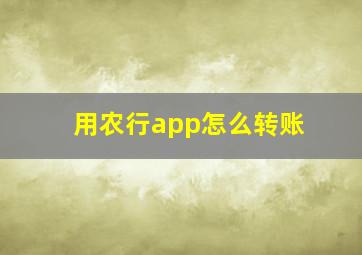 用农行app怎么转账