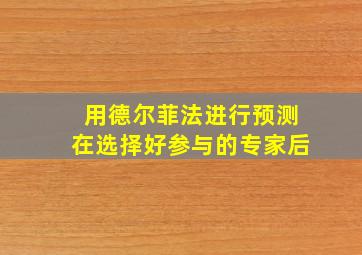 用德尔菲法进行预测在选择好参与的专家后