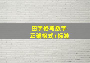 田字格写数字正确格式+标准