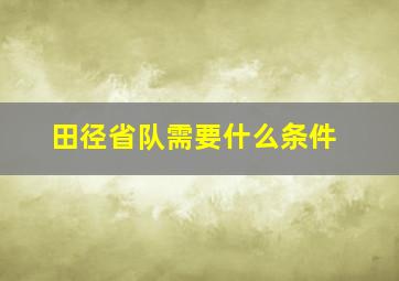 田径省队需要什么条件