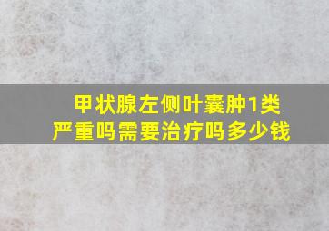 甲状腺左侧叶囊肿1类严重吗需要治疗吗多少钱