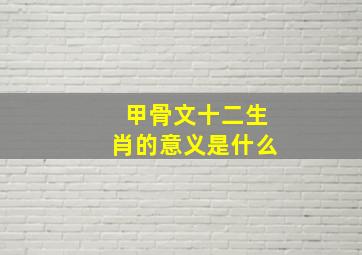 甲骨文十二生肖的意义是什么