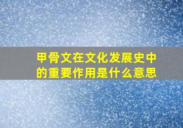 甲骨文在文化发展史中的重要作用是什么意思