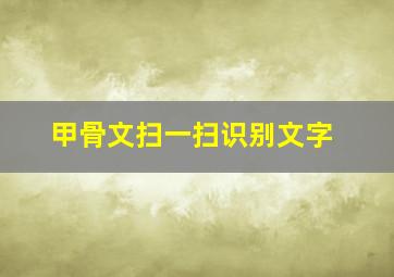 甲骨文扫一扫识别文字