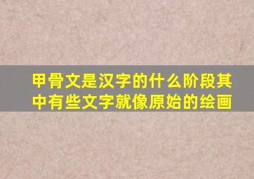 甲骨文是汉字的什么阶段其中有些文字就像原始的绘画