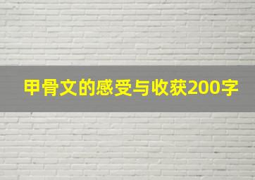 甲骨文的感受与收获200字