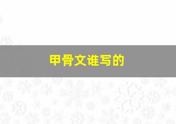 甲骨文谁写的