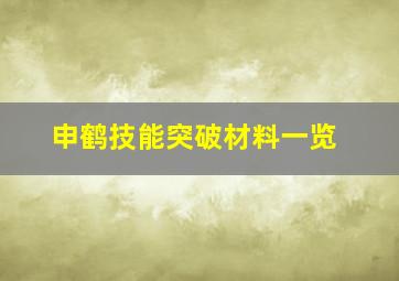 申鹤技能突破材料一览