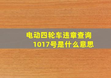 电动四轮车违章查询1017号是什么意思