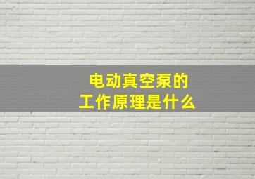 电动真空泵的工作原理是什么