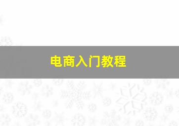 电商入门教程