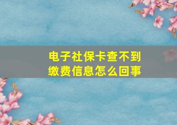 电子社保卡查不到缴费信息怎么回事