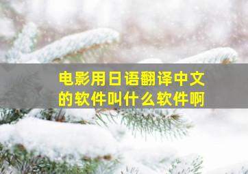 电影用日语翻译中文的软件叫什么软件啊