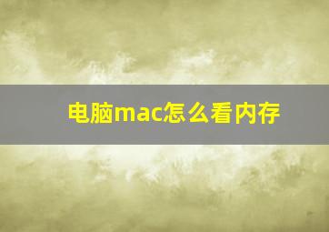 电脑mac怎么看内存