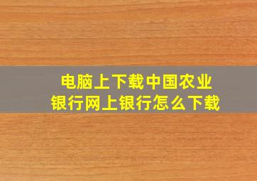 电脑上下载中国农业银行网上银行怎么下载