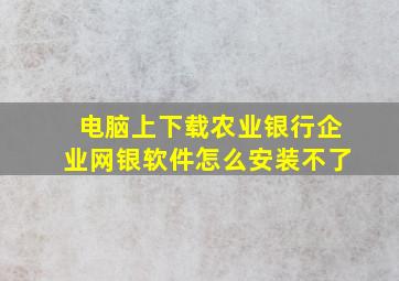 电脑上下载农业银行企业网银软件怎么安装不了