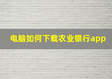 电脑如何下载农业银行app