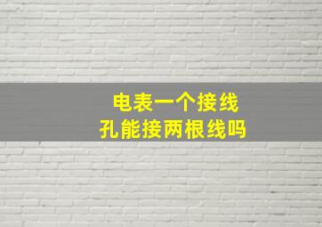 电表一个接线孔能接两根线吗