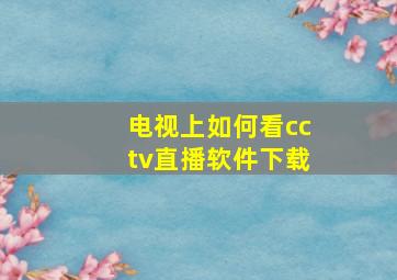 电视上如何看cctv直播软件下载