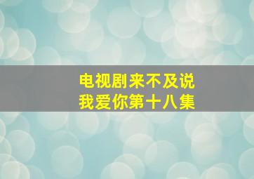 电视剧来不及说我爱你第十八集