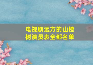 电视剧远方的山楂树演员表全部名单