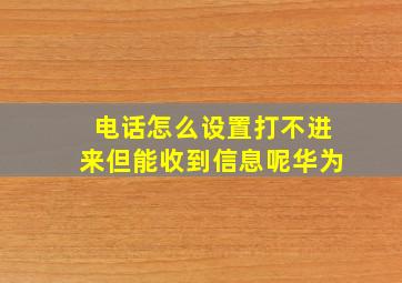 电话怎么设置打不进来但能收到信息呢华为