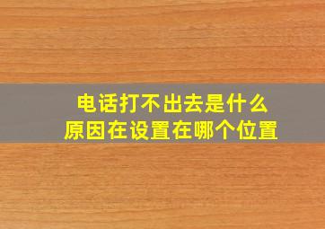 电话打不出去是什么原因在设置在哪个位置