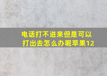 电话打不进来但是可以打出去怎么办呢苹果12