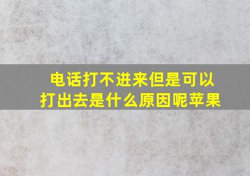 电话打不进来但是可以打出去是什么原因呢苹果