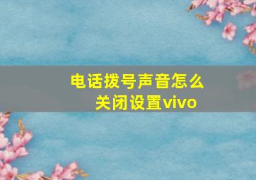 电话拨号声音怎么关闭设置vivo