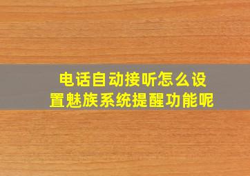 电话自动接听怎么设置魅族系统提醒功能呢