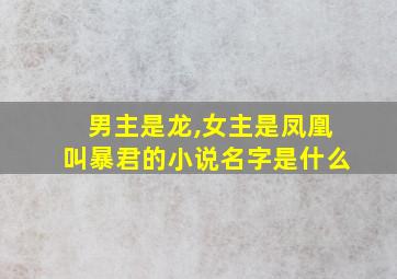 男主是龙,女主是凤凰叫暴君的小说名字是什么